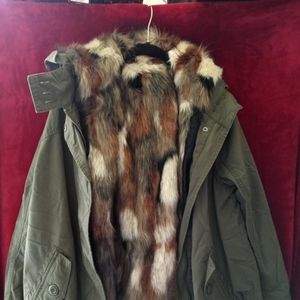 American Eagle faux fur lined jacket